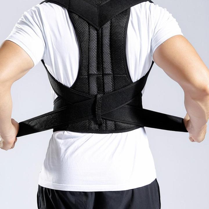 Picture of Back Posture Corrector Shoulder Lumbar Brace Spine Support Belt Adjustable Adult Corset Posture Correction Belt - Black