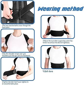 Picture of Back Posture Corrector Shoulder Lumbar Brace Spine Support Belt Adjustable Adult Corset Posture Correction Belt - Black
