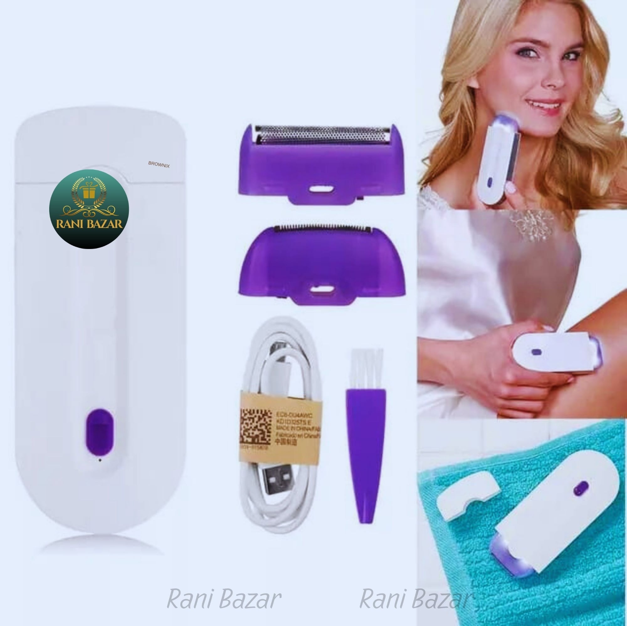 Picture of Electric Epilator Hair Remover Professional Safety Depilation Shaving Trimmer Painless Portable USB Chargable for Whole Body - White - Int: One size