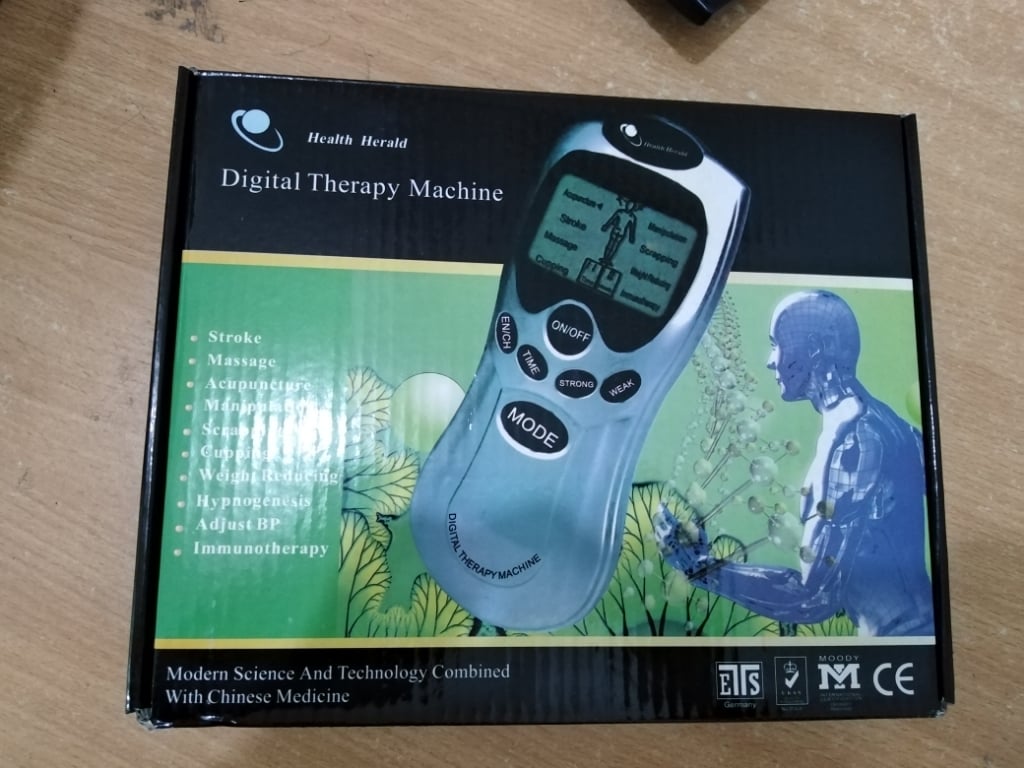 Picture of New Model Digital Therapy Handheld Massager, Electric Tens Unit Device, Electric Meridian Body Massager, - White - Int: One size