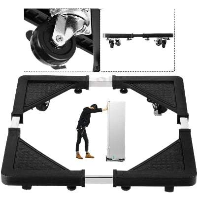 Picture of Refrigerator Floor Trolley Fridge Stand Washing Machine Base Holder Bracket Stand Adjustable Movable Exclusive - Black - Int: One size