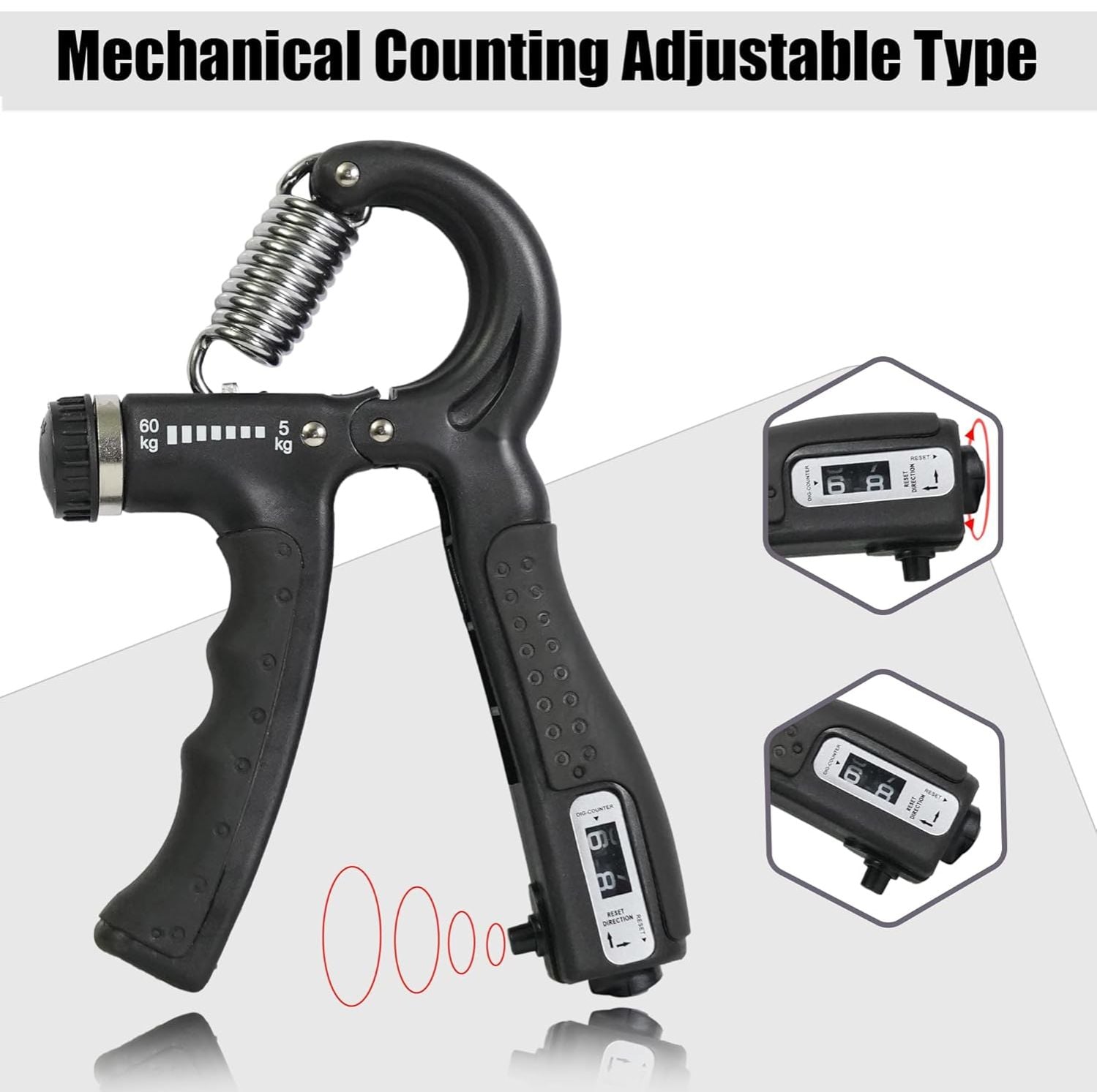 Picture of 6-50Kg Adjustable Heavy Grips Hand Gripper Gym Power Fitness Hand Exerciser Grip (Multi Color) - Int: One size