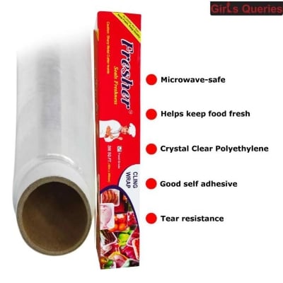Picture of Fresher Plastic Stretch Wrap Clear Cling Food Grade PE Vinyl Film Plastic Wrapping Paper Roll 60 meter Ideal food Wrapping paper for Keeping Food Fresh - Int: One size