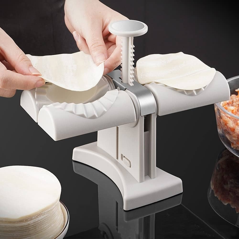Picture of Double Head Automatic Dumpling Maker Mould Dumpling Wrapper Tools-Baking Tools & Accessories-Dhaka shopping zone - White - Int: One size