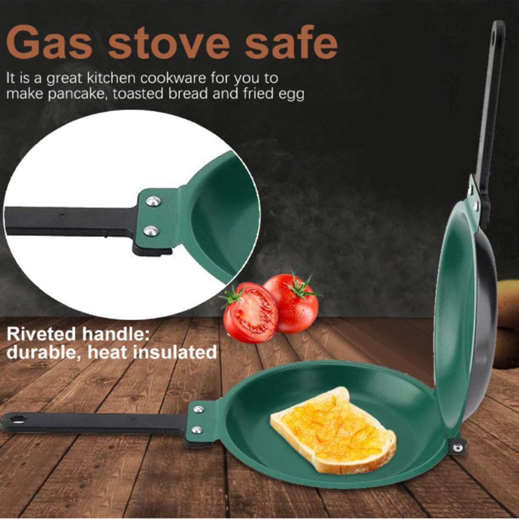 Picture of New 2024-Non-stick Ceramic Pancake Maker Cake Porcelain Frying Pan Nonstick Healthy General Use For Gas And Induction Cooker - Green - Int: One size