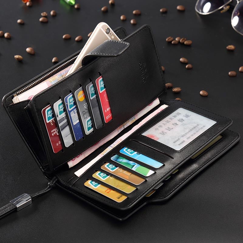 Picture of Long Leather Card Holder Wallet For Men And Women Long Purse High Quality Wallets - Wallet For Men - Money Bag For Men - Multicolor - Int: One size