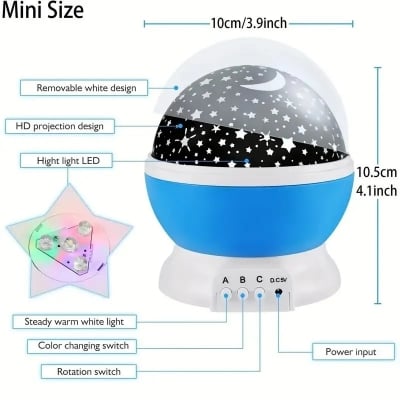 Picture of New 2024-Star Master Rotating Starry Sky Light,Colorful Night Lights Projector Children Kids Baby Sleep Lighting Sky Star Master Projection Lamp Led Projection Home Decor - Table Lamp - Multicolor - Int: One size