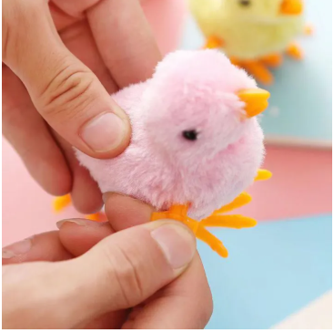 Picture of (1Pcs) Funny Plush Clockwork Chick Jumping Wind Up Animal Kids Toys Cute Plush Chicken Toy Easter Gift for Little Boy and Girls Random Color - Multicolor - Int: One size