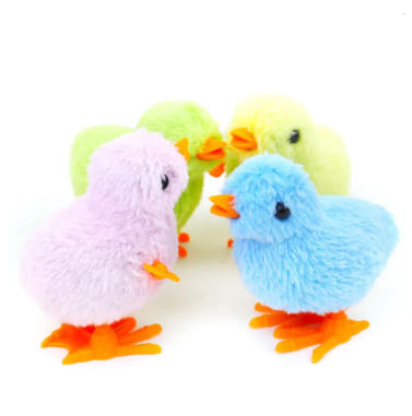 Picture of (1Pcs) Funny Plush Clockwork Chick Jumping Wind Up Animal Kids Toys Cute Plush Chicken Toy Easter Gift for Little Boy and Girls Random Color - Multicolor - Int: One size
