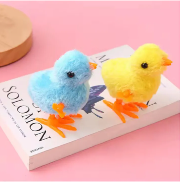 Picture of (1Pcs) Funny Plush Clockwork Chick Jumping Wind Up Animal Kids Toys Cute Plush Chicken Toy Easter Gift for Little Boy and Girls Random Color - Multicolor - Int: One size