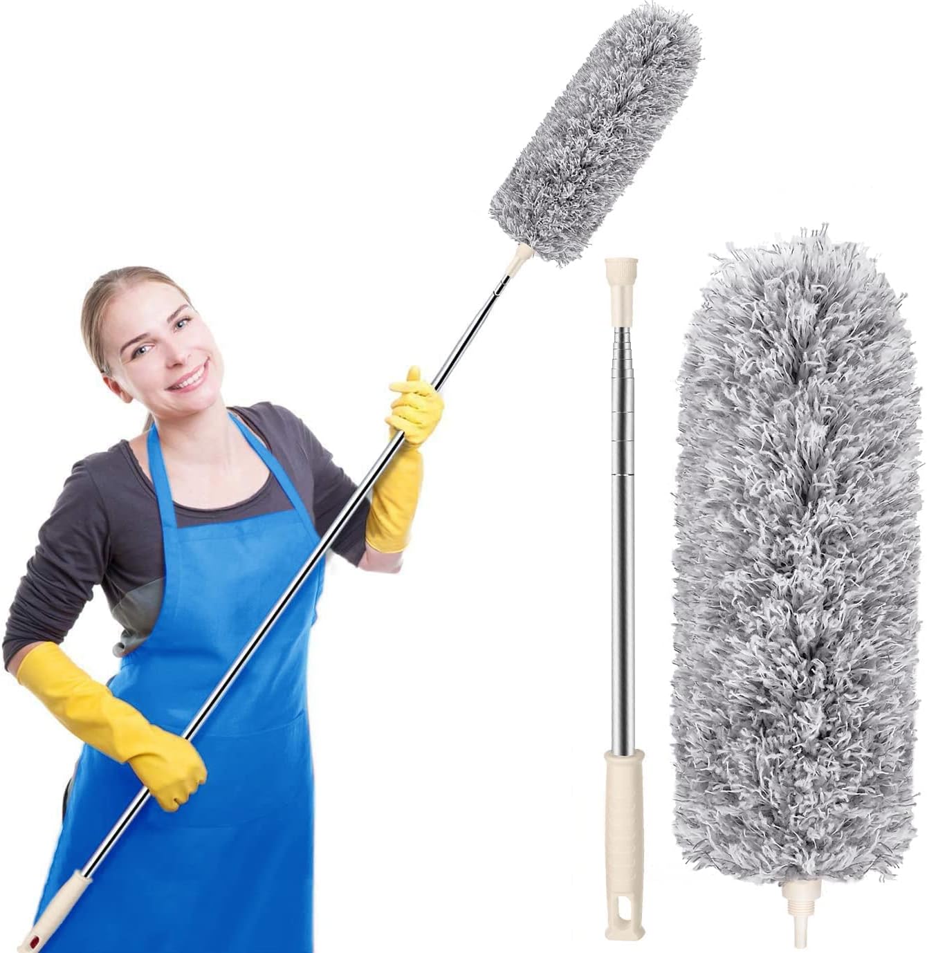 Picture of Extendable Microfiber Duster with Telescopic Pole Duster with Washable Bendable Head - Multicolor