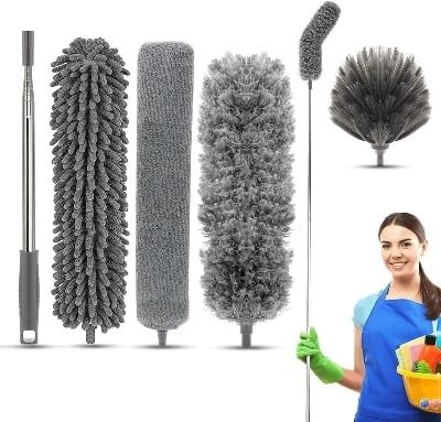 Picture of Extendable Microfiber Duster with Telescopic Pole Duster with Washable Bendable Head - Multicolor