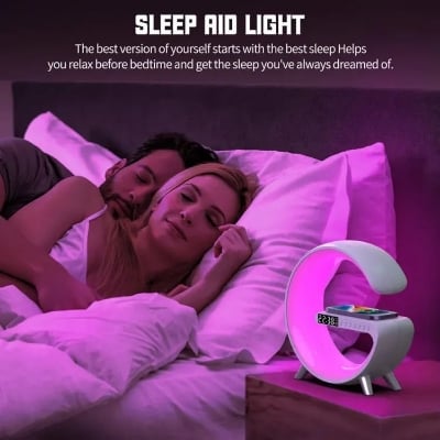 Picture of New Smart Deal -G63 Light Sound Speaker Machine Fast Charging Alarm Clock 7-Color RGB Music Player Speaker - White