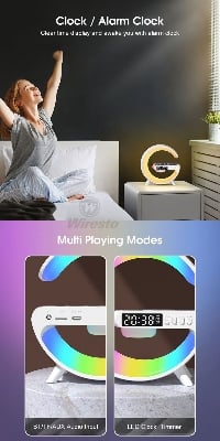 Picture of New Smart Deal -G63 Light Sound Speaker Machine Fast Charging Alarm Clock 7-Color RGB Music Player Speaker - White
