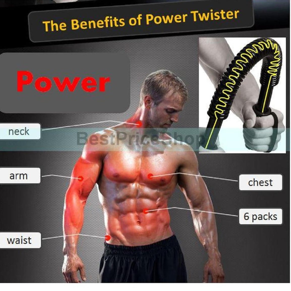 Picture of Smart Deal 24 New Spring Arm Strength Hand Gripper Arm Power Blaster Fitness Equipment Gym Expander Forearm Power Twister-30Kg - Hand Grip - hand grip - Black