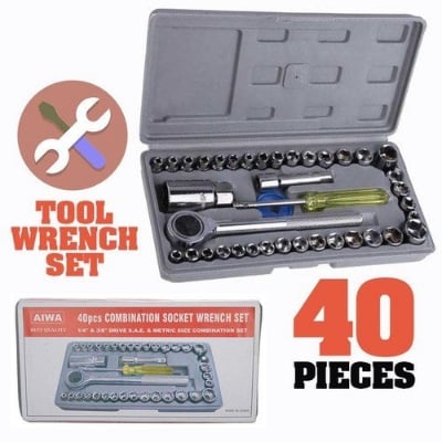 Picture of 40 in 1 Pcs AIWA Tool Kit & Screwdriver and Socket Set Automobile car bike motorcycle Tool Box Set - Grey