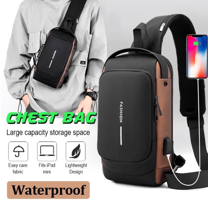 Picture of Exclusive new Man's Crossbody Waterproof Lock system Back Pack Bag with free moneybag - Black - Int: One size