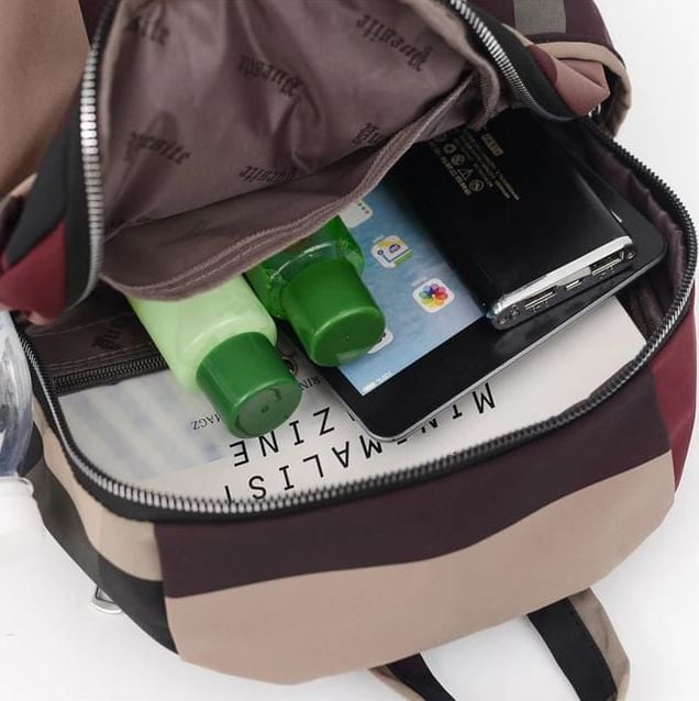 Picture of Nylon Backpack Durable Waterproof Casual Shoulder Bag (Wine Red) - wine red - Int: One size