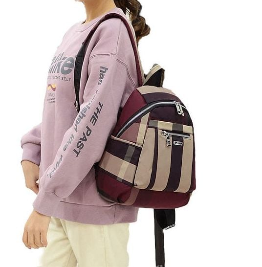 Picture of Nylon Backpack Durable Waterproof Casual Shoulder Bag (Wine Red) - wine red - Int: One size