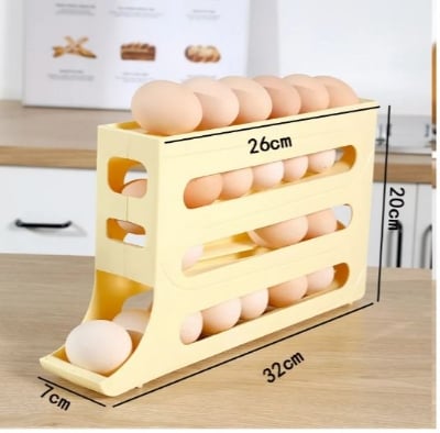 Picture of New Large Capacity Auto Eggs Rolling Shelf Fridge Egg Storage Box Rack Egg Dispenser for Home Kitchen Organizer.. - Multicolor - Int: One size