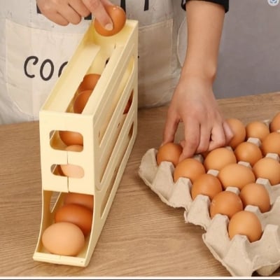 Picture of New Large Capacity Auto Eggs Rolling Shelf Fridge Egg Storage Box Rack Egg Dispenser for Home Kitchen Organizer.. - Multicolor - Int: One size