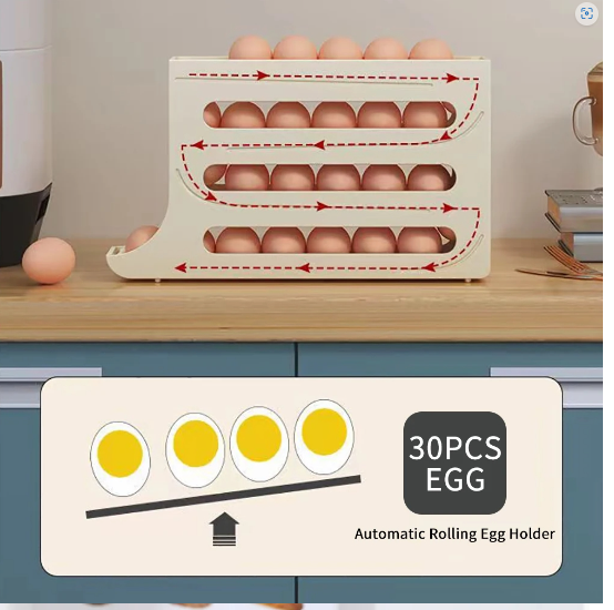 Picture of New Large Capacity Auto Eggs Rolling Shelf Fridge Egg Storage Box Rack Egg Dispenser for Home Kitchen Organizer.. - Multicolor - Int: One size