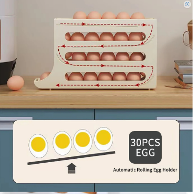 Picture of New Large Capacity Auto Eggs Rolling Shelf Fridge Egg Storage Box Rack Egg Dispenser for Home Kitchen Organizer.. - Multicolor - Int: One size