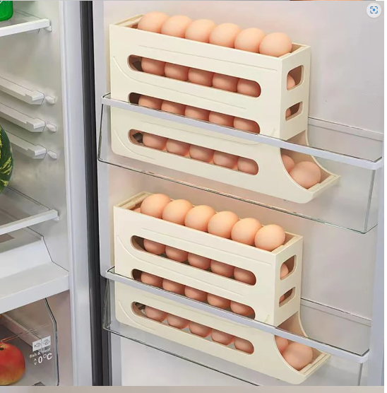 Picture of New Large Capacity Auto Eggs Rolling Shelf Fridge Egg Storage Box Rack Egg Dispenser for Home Kitchen Organizer.. - Multicolor - Int: One size