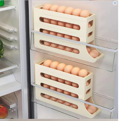Picture of New Large Capacity Auto Eggs Rolling Shelf Fridge Egg Storage Box Rack Egg Dispenser for Home Kitchen Organizer.. - Multicolor - Int: One size
