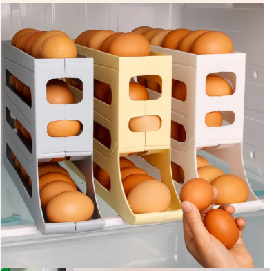 Picture of New Large Capacity Auto Eggs Rolling Shelf Fridge Egg Storage Box Rack Egg Dispenser for Home Kitchen Organizer.. - Multicolor - Int: One size