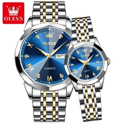 Picture of OLEVS 9931 Trendy Korean Style Luminous Calendar With Individual Watch - Blue - Int: One size