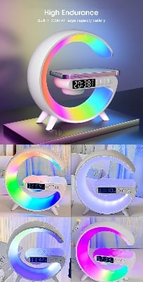 Picture of G63 Bluetooth Speaker Atmosphere Light Wireless Charger Bedside Music Wake-Up Light Bluetooth Sound Multiple Light Modes - Int: One size