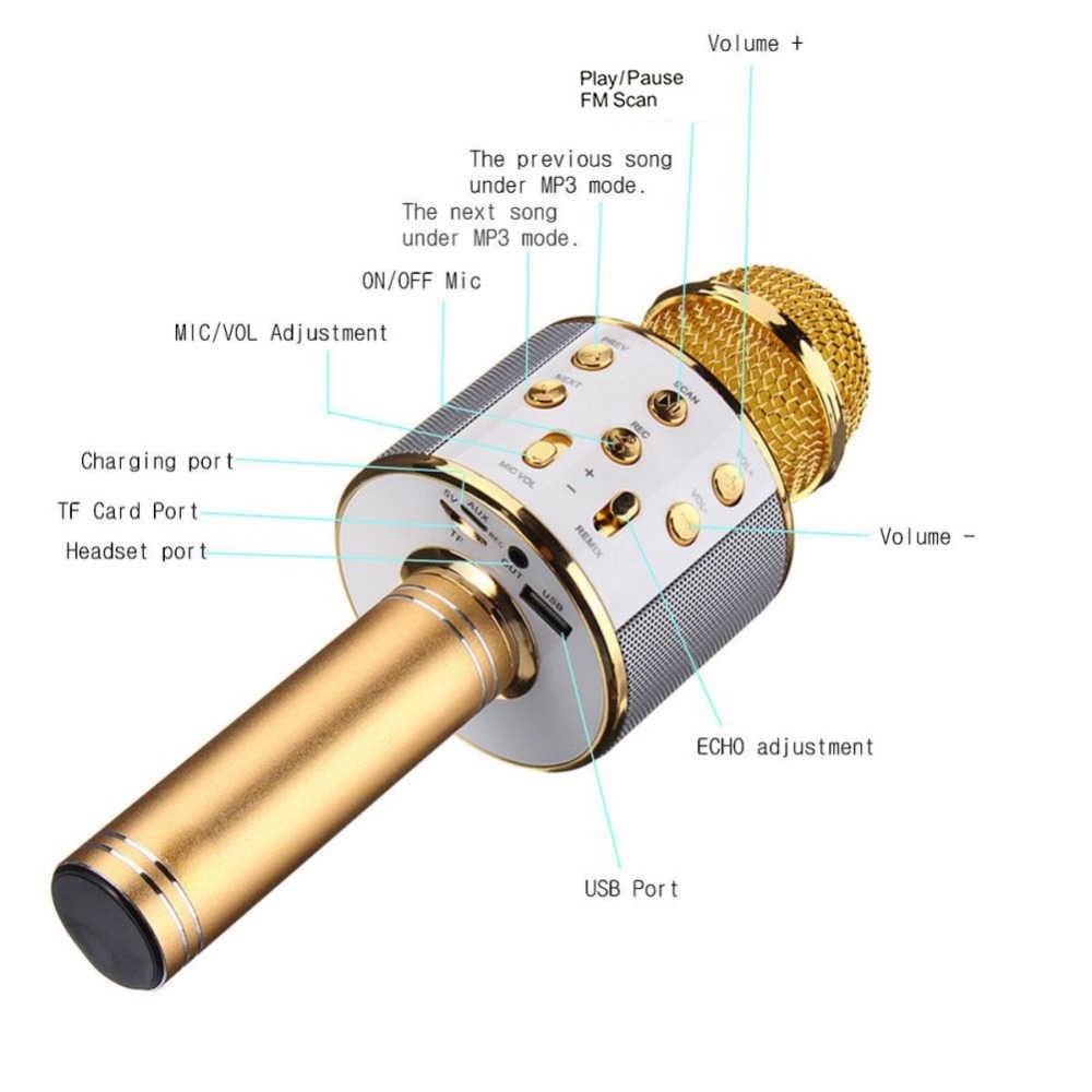 Picture of Wireless Bluetooth Karaoke Microphone WS858 MIC Speaker - Multicolor - Int: One size