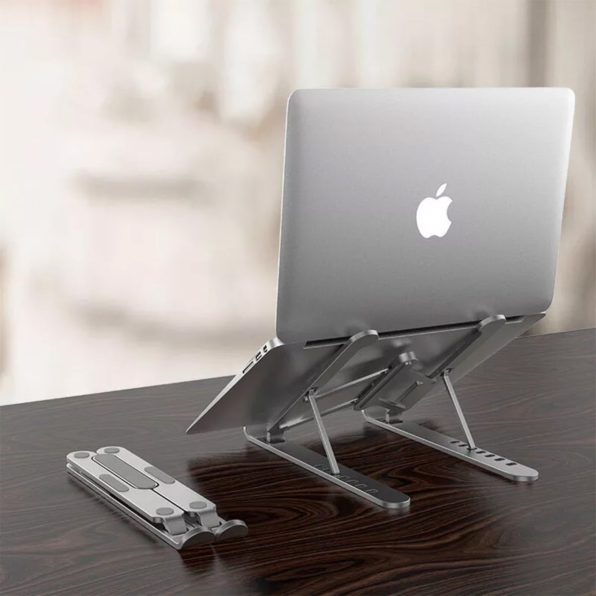 Picture of Laptop Stand Creative Folding Storage Bracket for 10-17 inch Tablets Notebook Laptop Premium Quality Aluminum Alloy - Laptop Table - Laptop Table - Silver - Int: One size