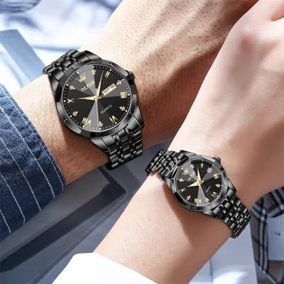 Picture of OLEVS 9931 Trendy Korean Style Luminous Calendar With Individual Watch - Black - Int: One size