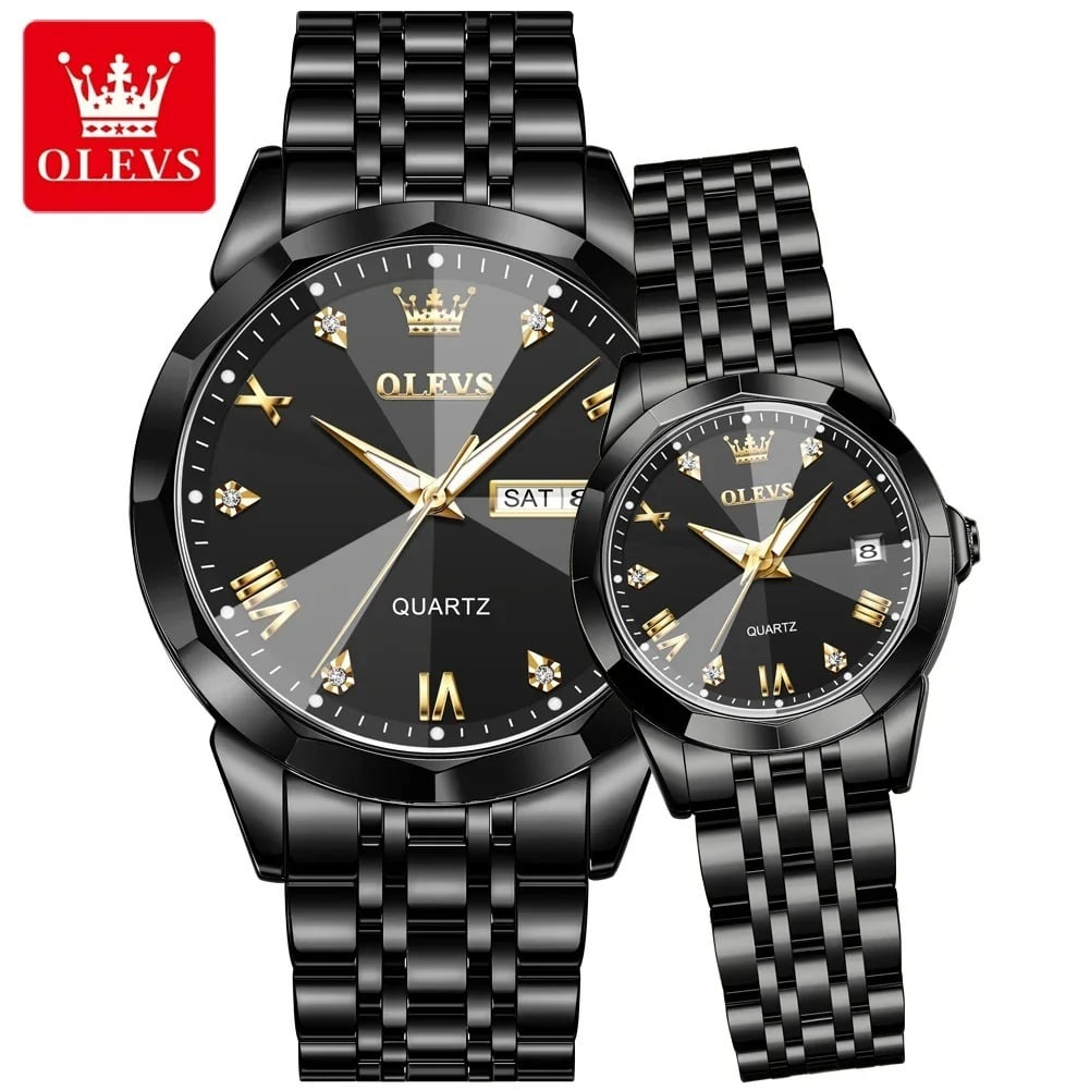 Picture of OLEVS 9931 Trendy Korean Style Luminous Calendar With Individual Watch - Black - Int: One size