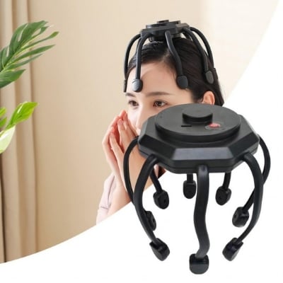 Picture of Electric Scalp Massager, Rechargeable Head Massager with 10 Vibration Contacts and 4 Modes, Portable Wireless Claw Head Massage for Stress Relief, Rel - Black - Int: One size