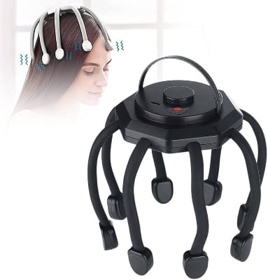 Picture of Electric Scalp Massager, Rechargeable Head Massager with 10 Vibration Contacts and 4 Modes, Portable Wireless Claw Head Massage for Stress Relief, Rel - Black - Int: One size