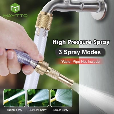 Picture of Copper High Pressure Sprinkler Sprayer Hose Pipe Nozzle Spraying Head Garden Irrigation Fitting - Int: One size
