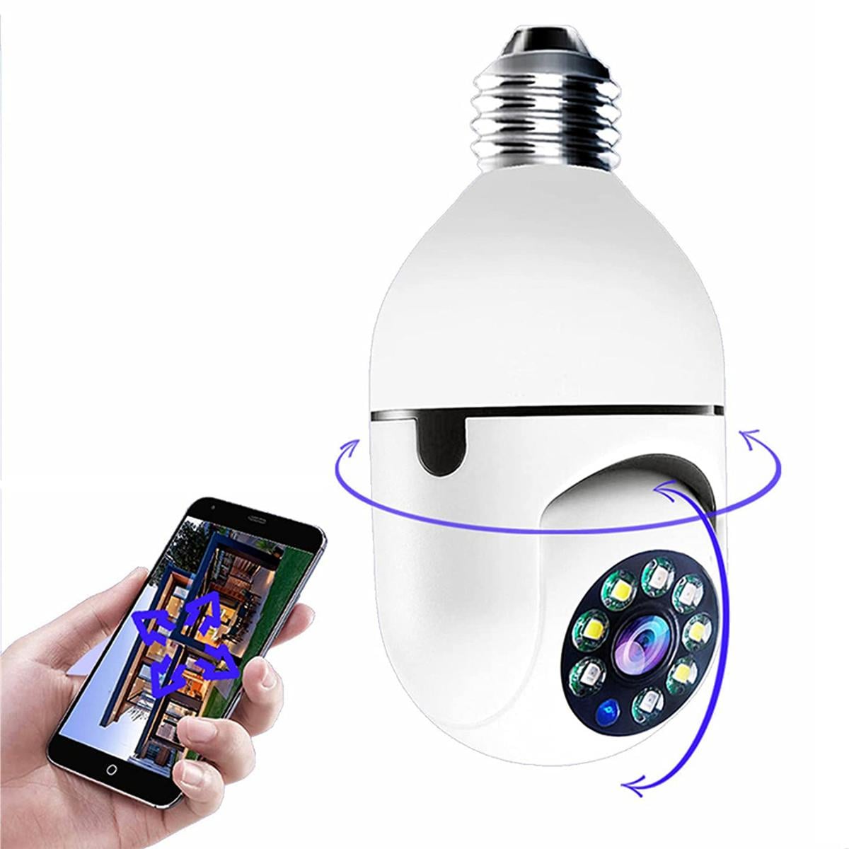 Picture of V380 Full HD 3MP 1920P WIFI IP Camera E27 Bulb Camera 360 Degree Wireless Home Color Night Vision Two Way Audio Smart Motion Detection - ips PTZ - White - Int: One size