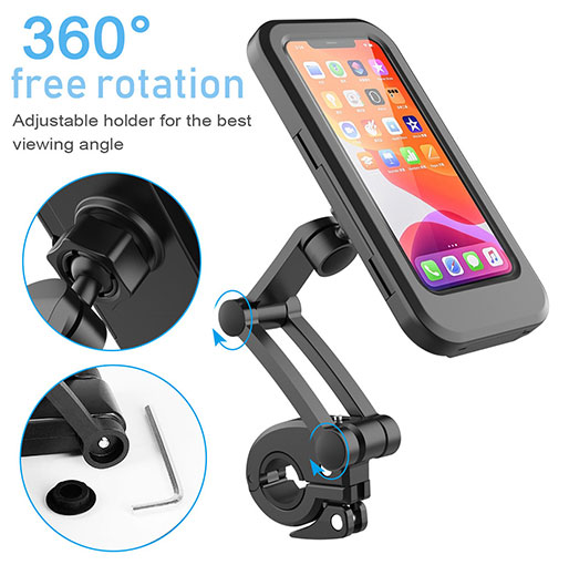 Picture of Adjustable Waterproof Motorcycle Bike Phone Holder Case Stand Moto Bicycle Handlebar Cellp. - Black - Int: One size