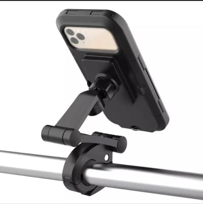 Picture of Adjustable Waterproof Motorcycle Bike Phone Holder Case Stand Moto Bicycle Handlebar Cellp. - Black - Int: One size