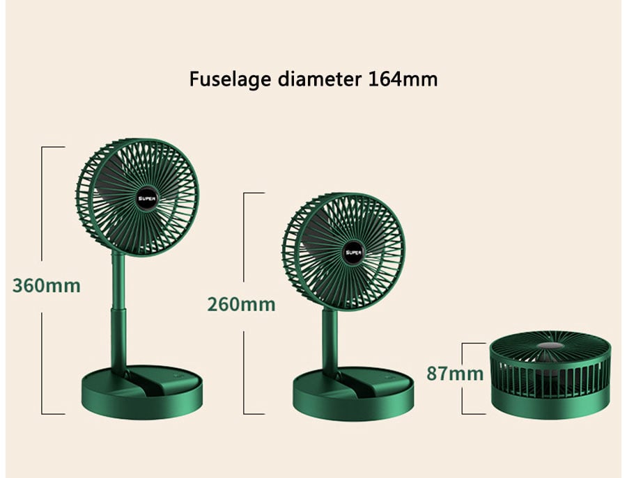 Picture of Portable USB Rechargeable Fan Office Household Foldable Telescopic Fan Low Noise High Battery Life Standby Mini Electric Fan - Green - Int: One size