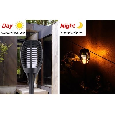 Picture of New Model 1PCS 51LED Solar Power Garden Light Flickering Flame Waterproof Yard Lamp - Black - Int: One size