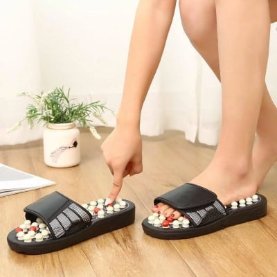 Picture of Smart New Acupressure Therapy Sandal, Reflexology Foot Massage Slippers for Men and Women - Black