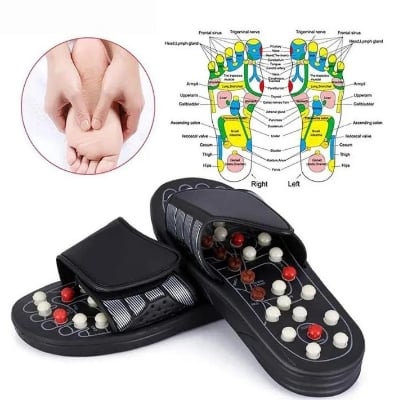 Picture of Smart New Acupressure Therapy Sandal, Reflexology Foot Massage Slippers for Men and Women - Black