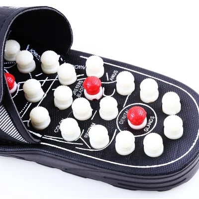 Picture of New Acupressure Therapy Sandal, Reflexology Foot Massage Slippers for Men and Women - Black