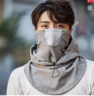 Picture of Windproof Cycling Face Cover With Hat For Winter Bike Hooded Mask With Neck Warmer (2 Pcs) - Int: One size