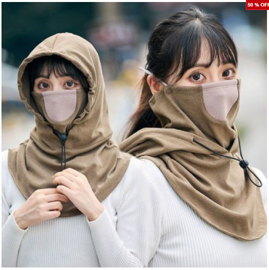 Picture of Windproof Cycling Face Cover With Hat For Winter Bike Hooded Mask With Neck Warmer (2 Pcs) - Int: One size