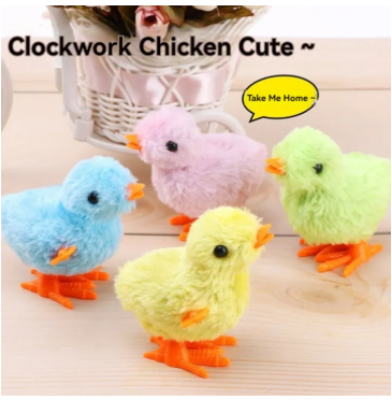 Picture of (2 Pcs )Funny Plush Clockwork Chick Jumping Wind Up Animal Kids Toys Cute Plush Chicken Toy Easter Gift for Little Boy and Girls Random Color// - Multicolor - Int: One size